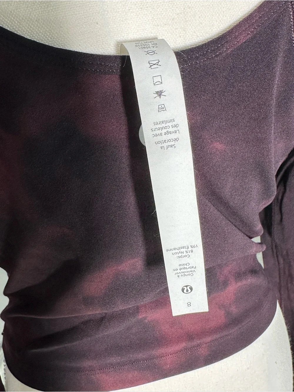 Lululemon Align Diamond Dye Long-Sleeve Shirt Burgundy & Black Size 8